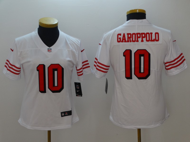 Women's NFL San Francisco 49ers #10 Jimmy Garoppolo White Vapor Untouchable Limited Stitched Jersey