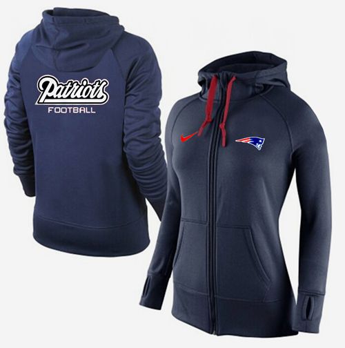 Women's Nike New England Patriots Full-Zip Performance Hoodie Dark Blue ...