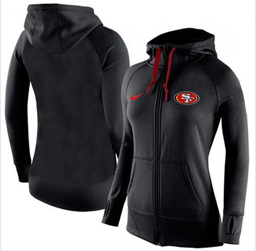 Women's Nike San Francisco 49ers Full-Zip Performance Hoodie Black ...