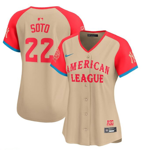 Women's American League #22 Juan Soto Cream 2024 All-Star Limited Stitched Baseball Jersey(Run Small)