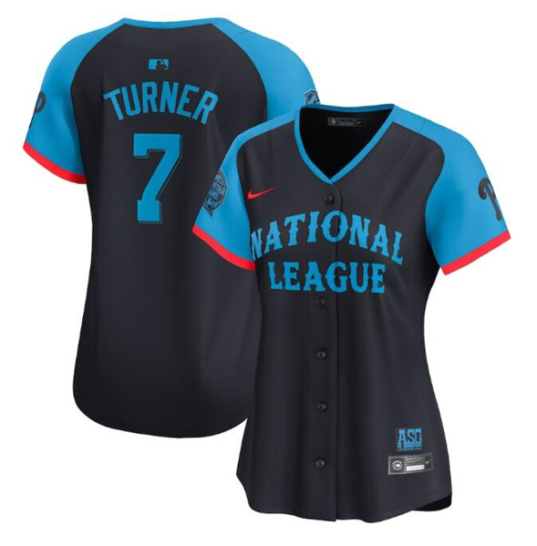 Women's National League #7 Trea Turner Navy 2024 All-Star Limited Stitched Baseball Jersey(Run Small)