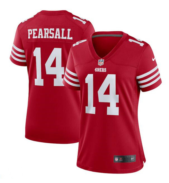 Women's San Francisco 49ers #14 Ricky Pearsall Red Stitched Jersey(Run Small)
