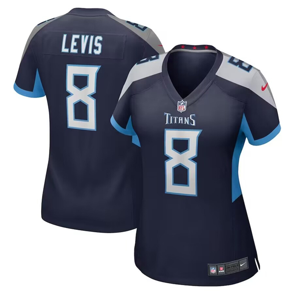 Women's Tennessee Titans #8 Will Levis Navy Football Stitched Game Jersey(Run Small)