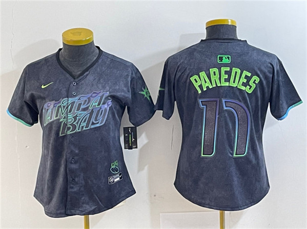 Women's Tampa Bay Rays #17 Isaac Paredes Charcoal 2024 City Connect Limited Stitched Baseball Jersey(Run Small)