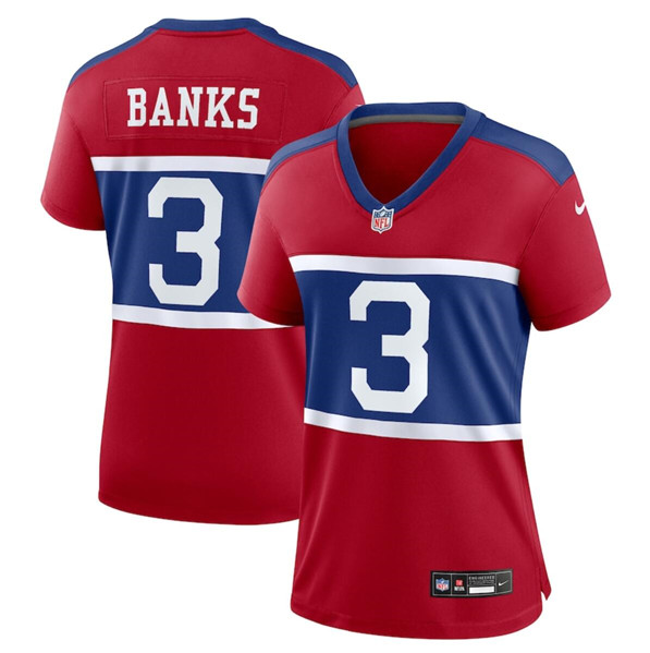 Women's New York Giants #3 Deonte Banks Century Red Alternate Vapor Limited Football Stitched Jersey(Run Small)