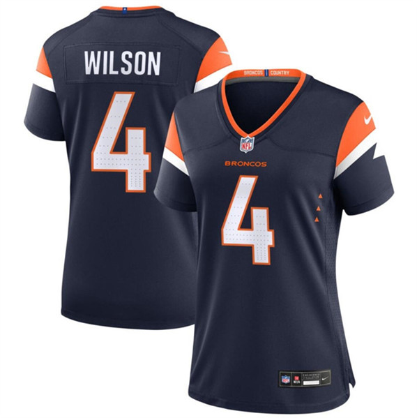 Women's Denver Broncos #4 Zach Wilson Navy 2024 Stitched Jersey(Run Small)