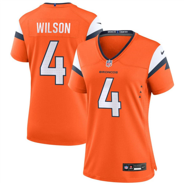 Women's Denver Broncos #4 Zach Wilson Orange 2024 Stitched Jersey(Run Small)