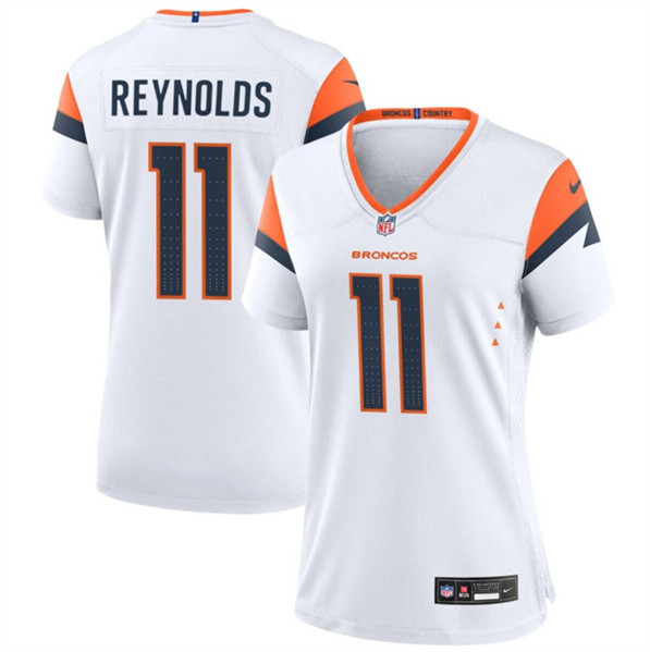 Women's Denver Broncos #11 Josh Reynolds White 2024 Stitched Jersey(Run Small)