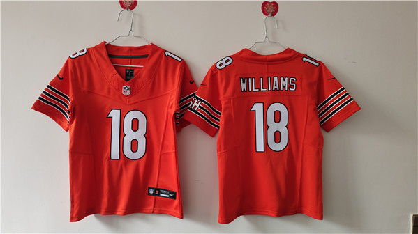Women's Chicago Bears #18 Caleb Williams Orange 2024 Draft F.U.S.E. Vapor Football Stitched Jersey(Run Small)