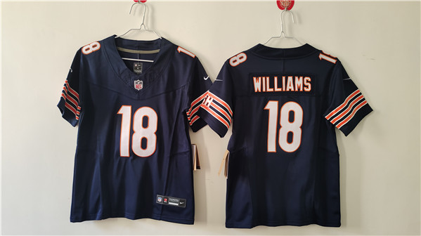 Women's Chicago Bears #18 Caleb Williams Navy 2024 Draft F.U.S.E. Vapor Football Stitched Jersey(Run Small)