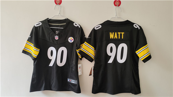 Women's Pittsburgh Steelers #90 T. J. Watt F.U.S.E. Black Vapor Football Stitched Jersey(Run Small)
