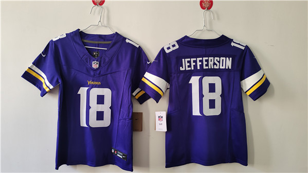 Women's Minnesota Vikings #18 Justin Jefferson Purple F.U.S.E. Vapor Untouchable Limited Football Stitched Jersey(Run Small)