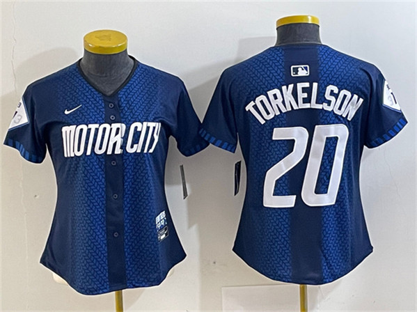 Women's Detroit Tigers #20 Spencer Torkelson 2024 Navy City Connect Cool Base Limited Stitched Baseball Jersey