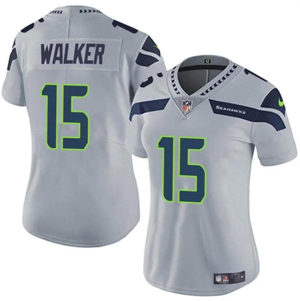 Women's Seattle Seahawks #15 P.J. Walker Gray Vapor Limited Football Stitched Jersey(Run Small)