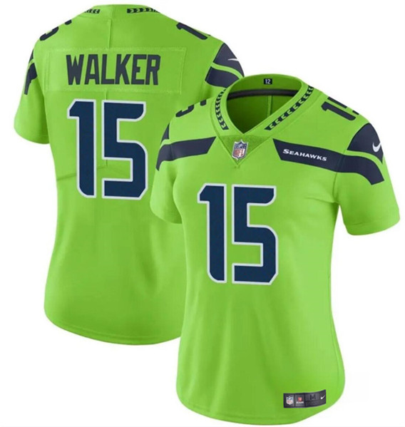 Women's Seattle Seahawks #15 P.J. Walker Green Vapor Limited Football Stitched Jersey(Run Small)