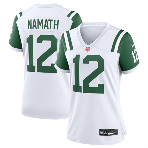 Women's New York Jets #12 Joe Namath White Classic Alternate Football Stitched Jersey(Run Small)