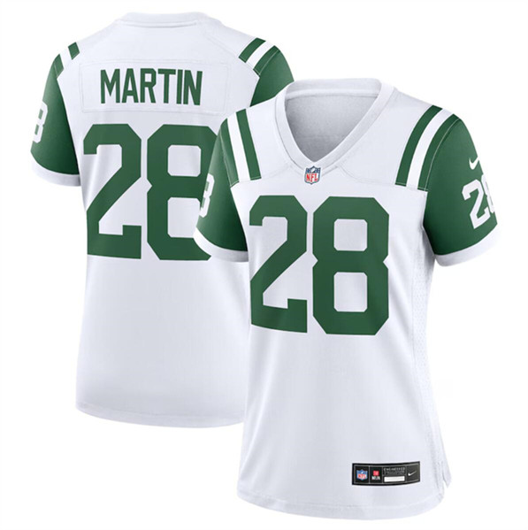 Women's New York Jets #28 Curtis Martin White Classic Alternate Football Stitched Jersey(Run Small)
