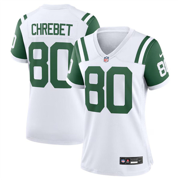 Women's New York Jets #80 Wayne Chrebet White Classic Alternate Football Stitched Jersey(Run Small)