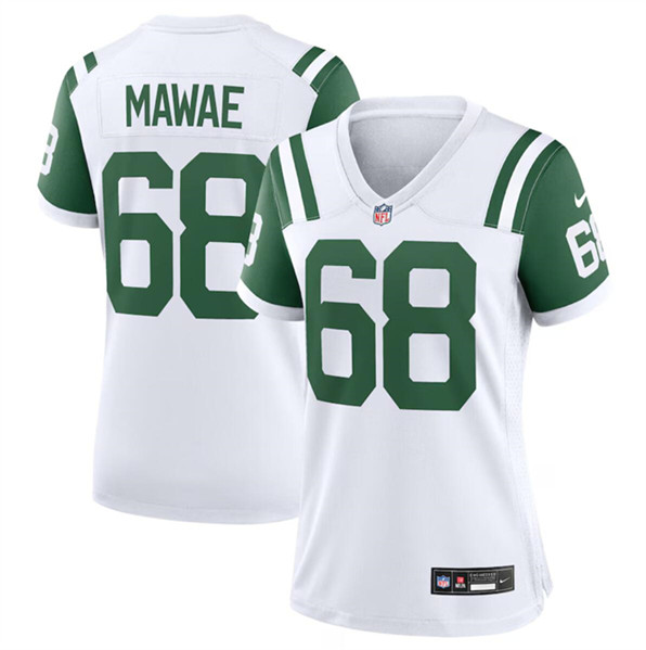 Women's New York Jets #68 Kevin Mawae White Classic Alternate Football Stitched Jersey(Run Small)