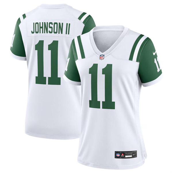 Women's New York Jets #11 Jermaine Johnson II White Classic Alternate Football Stitched Jersey(Run Small)