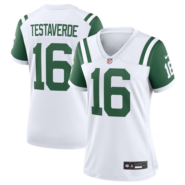 Women's New York Jets #16 Vinny Testaverde White Classic Alternate Football Stitched Jersey(Run Small)