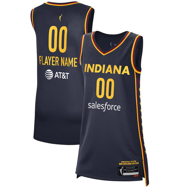 Women's Indiana Fever Active Player Custom 2024 Navy With Salesforce logo Stitched Basketball Jersey