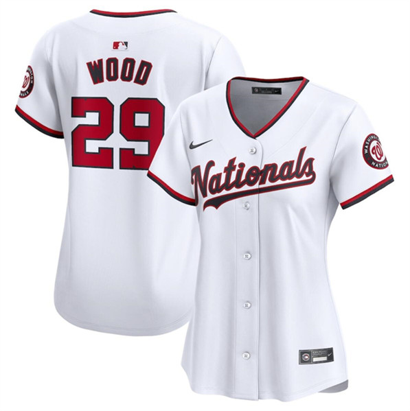 Women's Washington Nationals #29 James Wood White Stitched Jersey(Run Small)