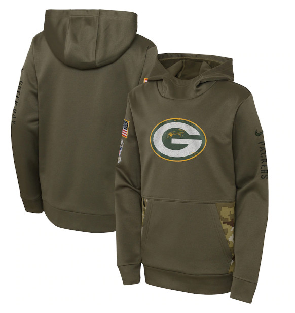 Youth Green Bay Packers 2022 Olive Salute to Service Therma Performance ...