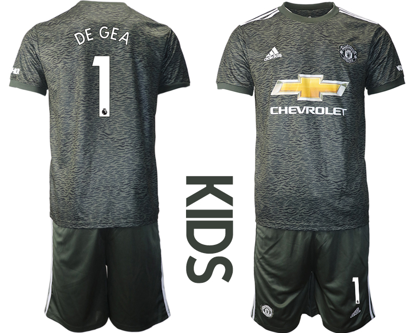 Manchester United #1 De Gea Goalkeeper Away Kid Soccer Club Jersey