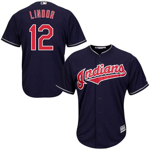Indians #12 Francisco Lindor Navy Blue Alternate Stitched Youth MLB ...