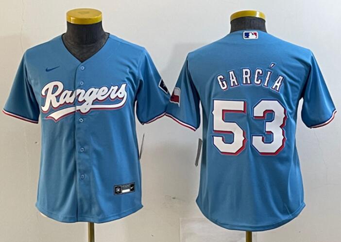 Toddler Texas Rangers #53 Adolis García Blue With Patch Stitched Baseball Jersey