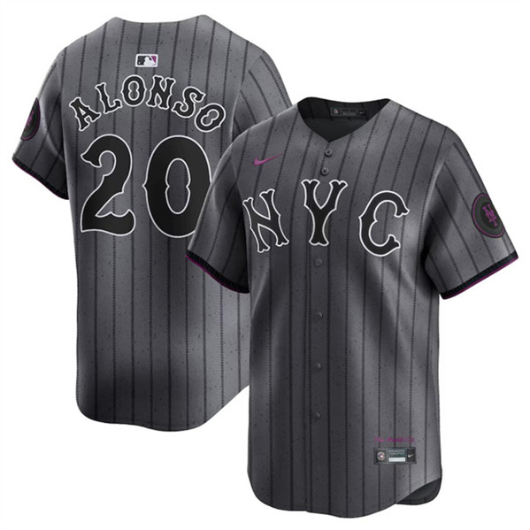 Youth New York Mets #20 Pete Alonso Graphite 2024 City Connect Limited Stitched Jersey