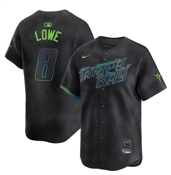 Youth Tampa Bay Rays #8 Brandon Lowe Charcoal 2024 City Connect Limited Stitched Baseball Jersey