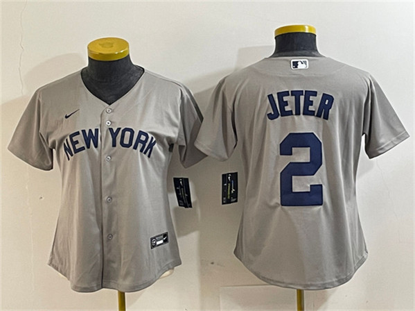 Youth New York Yankees #2 Derek Jeter Gray Stitched Baseball Jersey