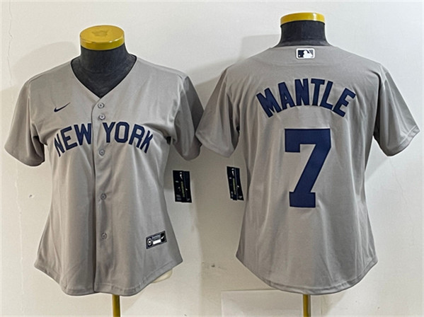 Youth New York Yankees #7 Mickey Mantle Gray Stitched Baseball Jersey