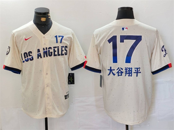 Youth Los Angeles Dodgers #17 大谷翔平 Cream 2024 City Connect Limited Stitched Baseball Jersey