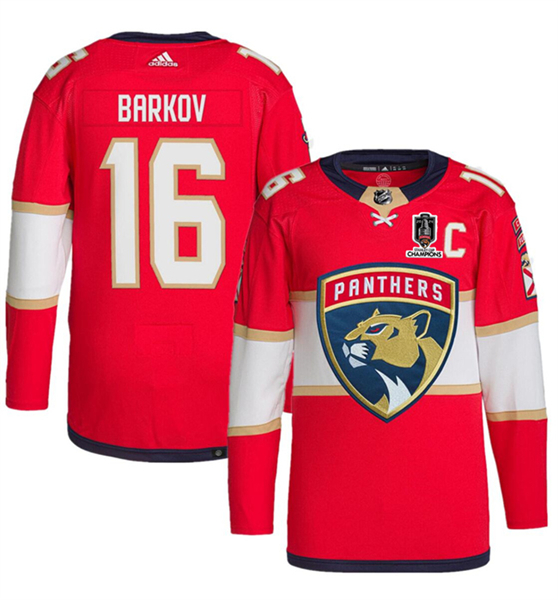 Youth Florida Panthers #16 Aleksander Barkov Red Home 2024 Stanley Cup Champions Stitched Jersey