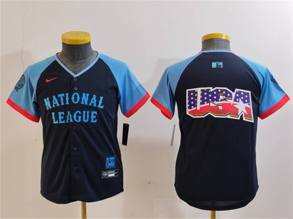 Youth National League Navy 2024 All-Star Big Logo Limited Stitched Jersey