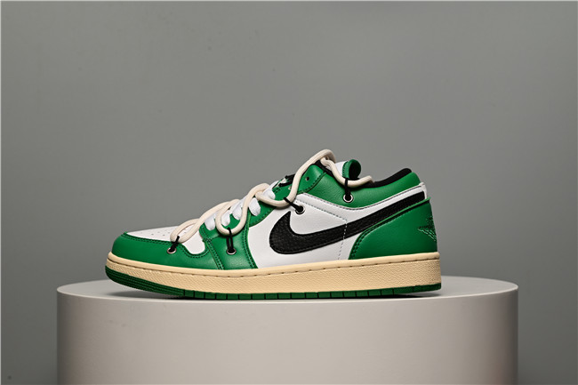 Women's Running Weapon Air Jordan 1 Low Green/White Shoes 351 [Women ...