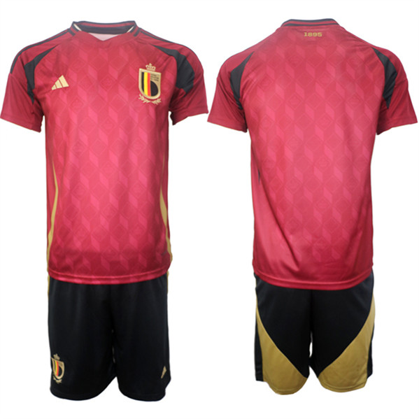 Men's Belgium National Team UEFA Euro 2024 Red Home Soccer Jersey Suit