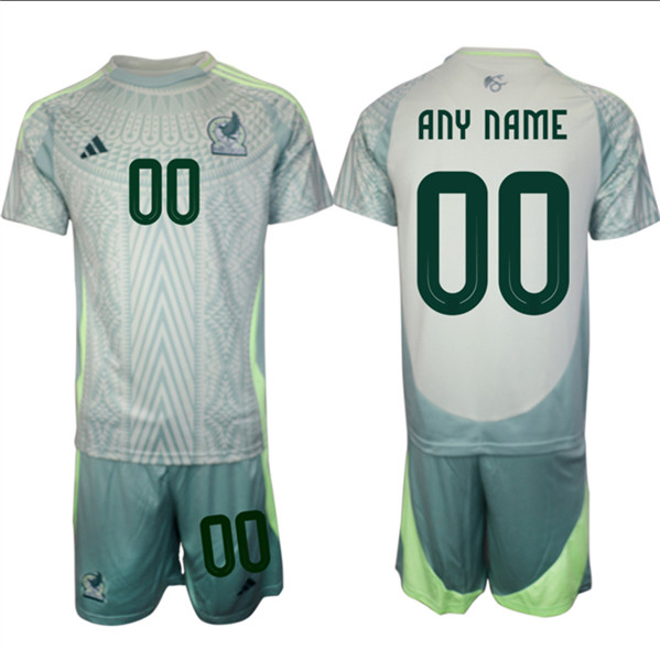 Men's Mexico Custom 2024-25 Green Away Soccer Jersey Suit