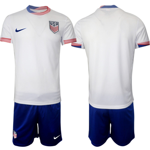 Men's American Team Custom 2024-25 White Home Soccer Jersey Suit