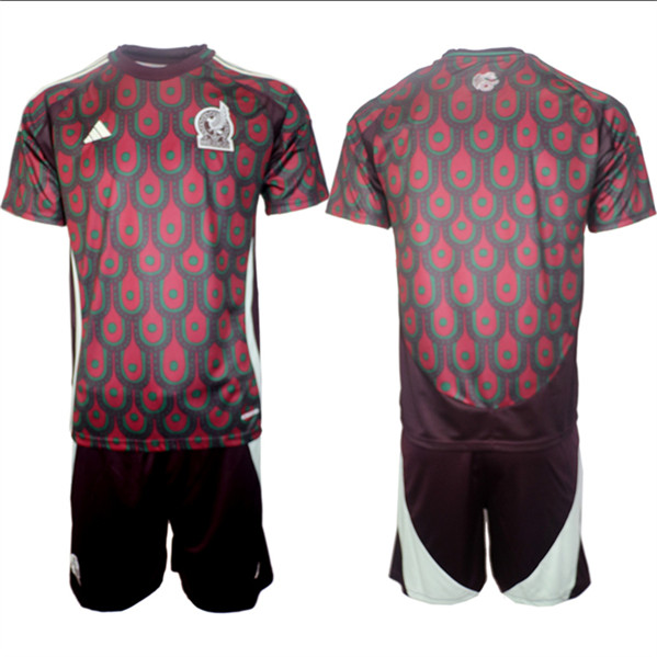 Men's Mexico Team Blank 2024-25 Burgundy Home Soccer Jersey Suit